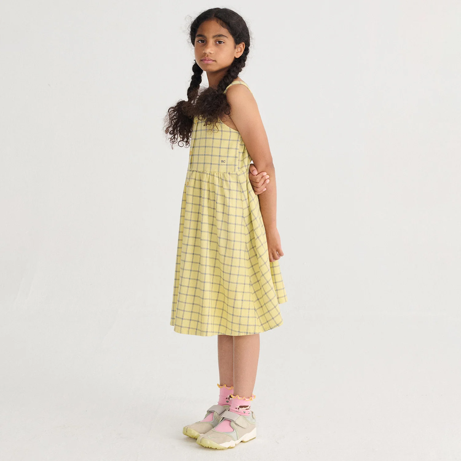 Kids Cotton Strap Dress - Spicy Window Pane - Image 3
