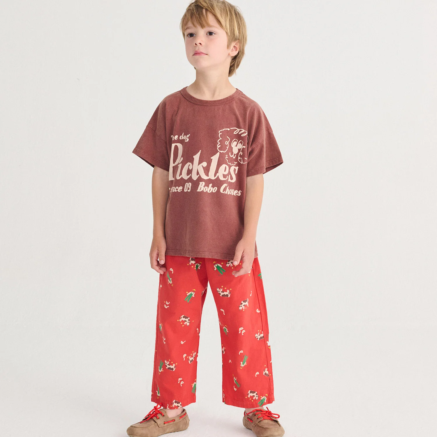 Kids Cotton T-Shirt - Brown Pickles the Dog - Image 3