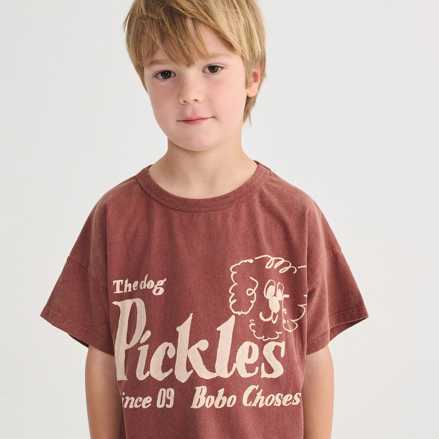 Kids Cotton T-Shirt - Brown Pickles the Dog - Image 4