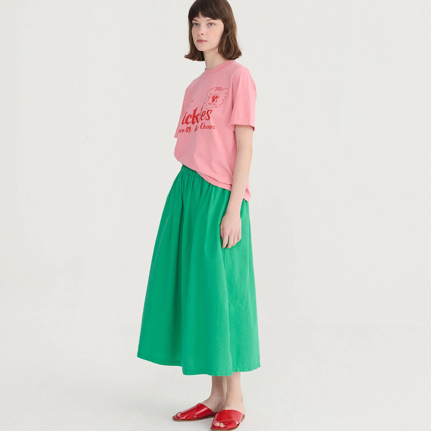 Women's Cotton Evasé Skirt - Emerald - Image 4