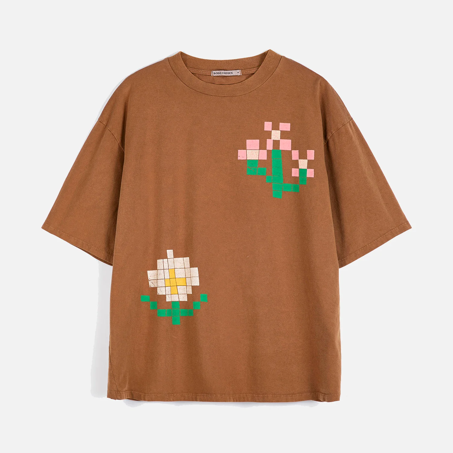 Women's Cotton Oversize T-Shirt - Pixel Flowers - Image 2