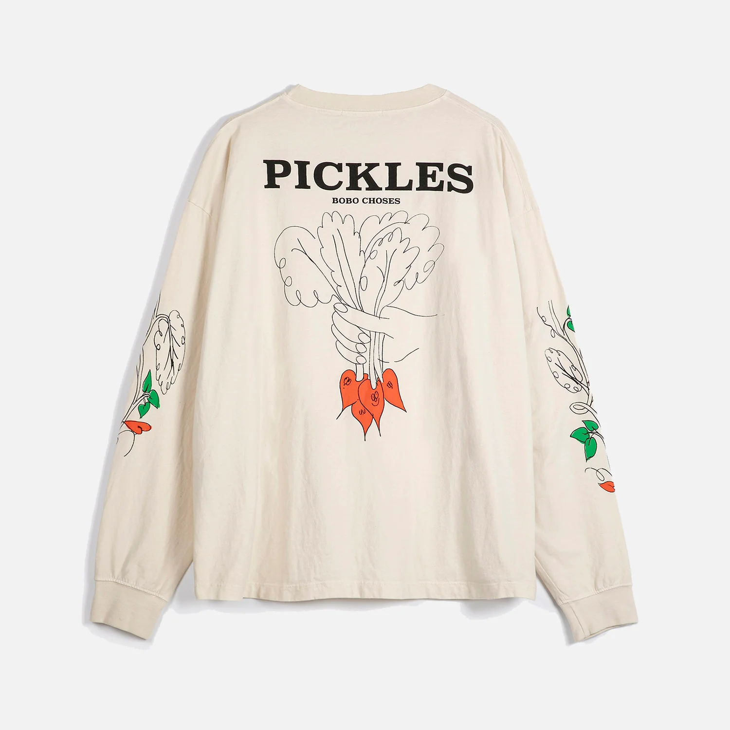 Women's Cotton Pickles Relaxed LS T-shirt - Ecru - Image 3