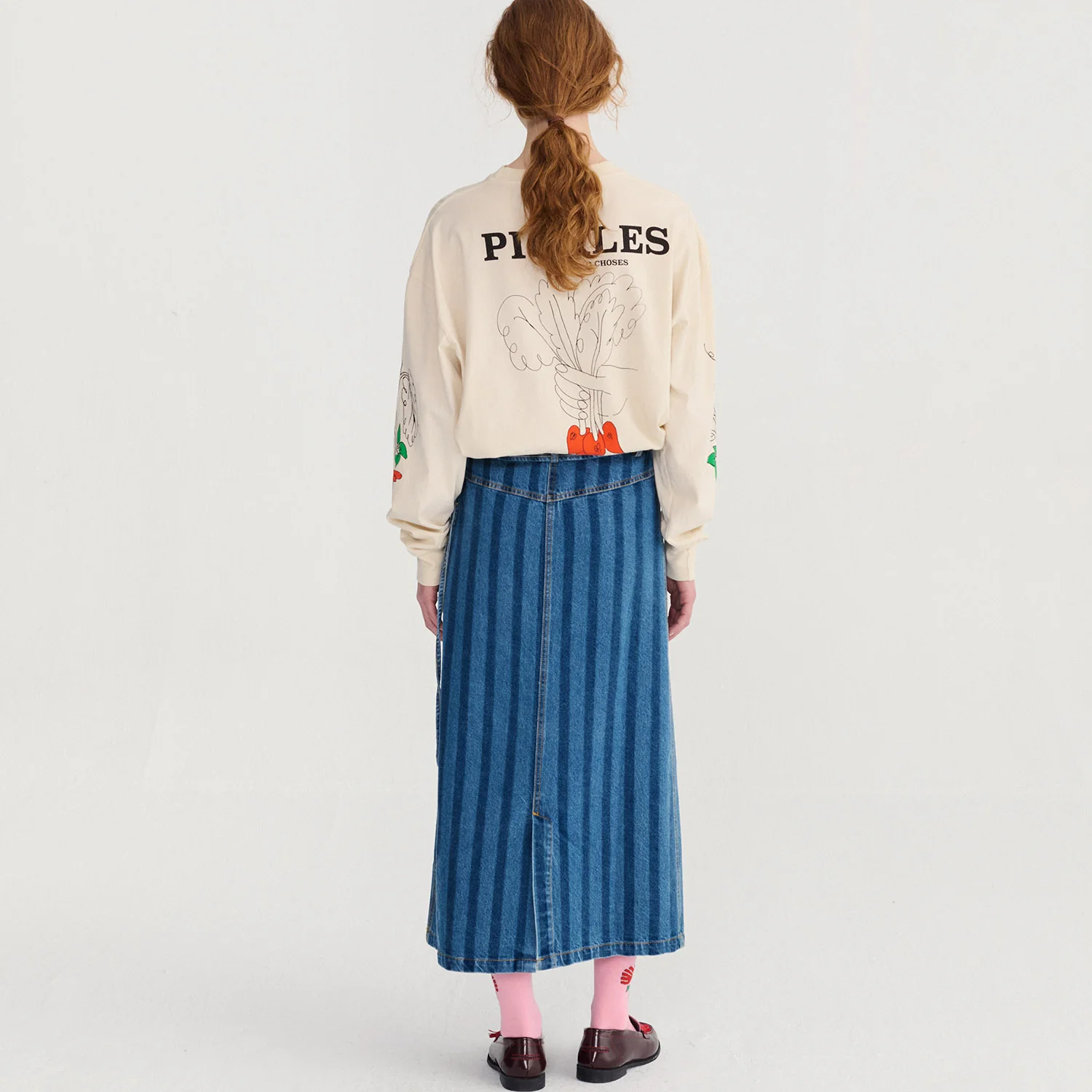 Women's Cotton Pickles Relaxed LS T-shirt - Ecru - Image 6