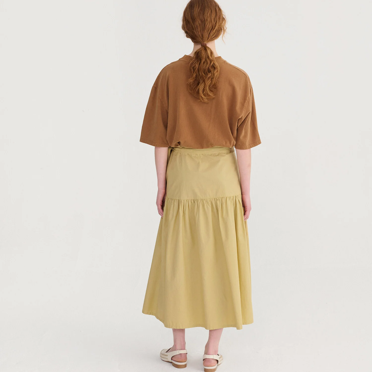 Women's Cotton Poplin Paper Touch Wrap Skirt - Warm Sand - Image 3