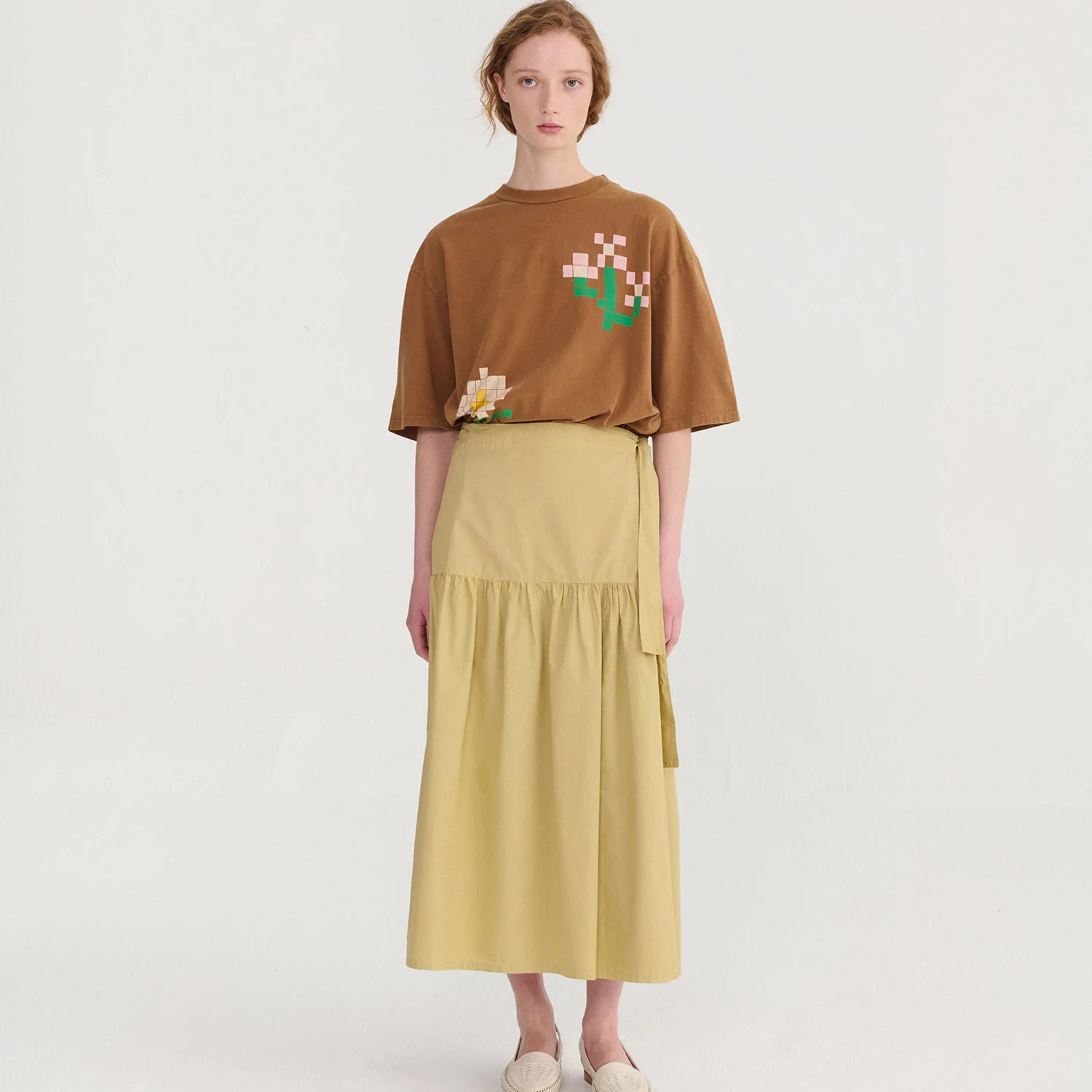 Women's Cotton Poplin Paper Touch Wrap Skirt - Warm Sand - Image 4