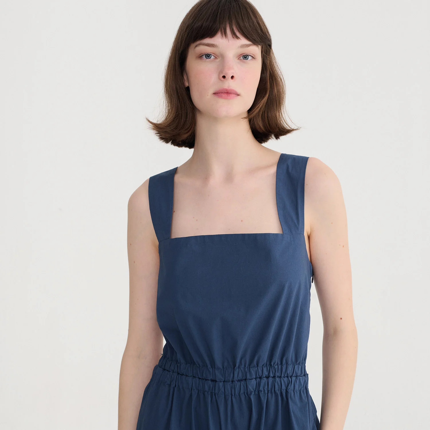 Women's Cotton Poplin Strap Overall - Textured Blue - Image 3