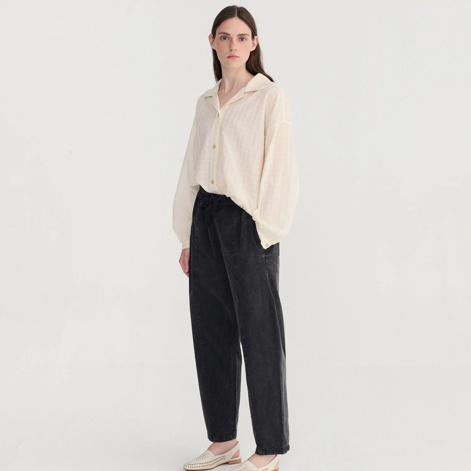 Women's Cotton Voile Square Collar Blouse - Fantasy Ecru - Image 6
