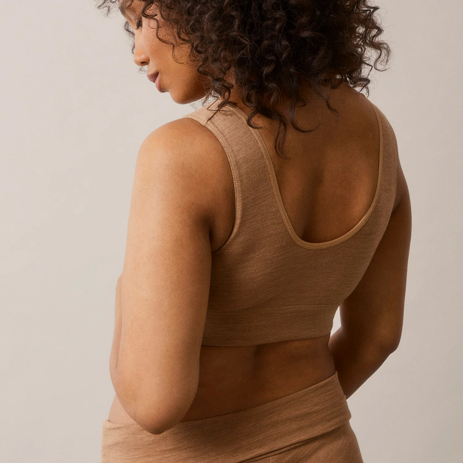 Women's Merino Wool Maternity Go-To Bra - Brown Melange - Image 2