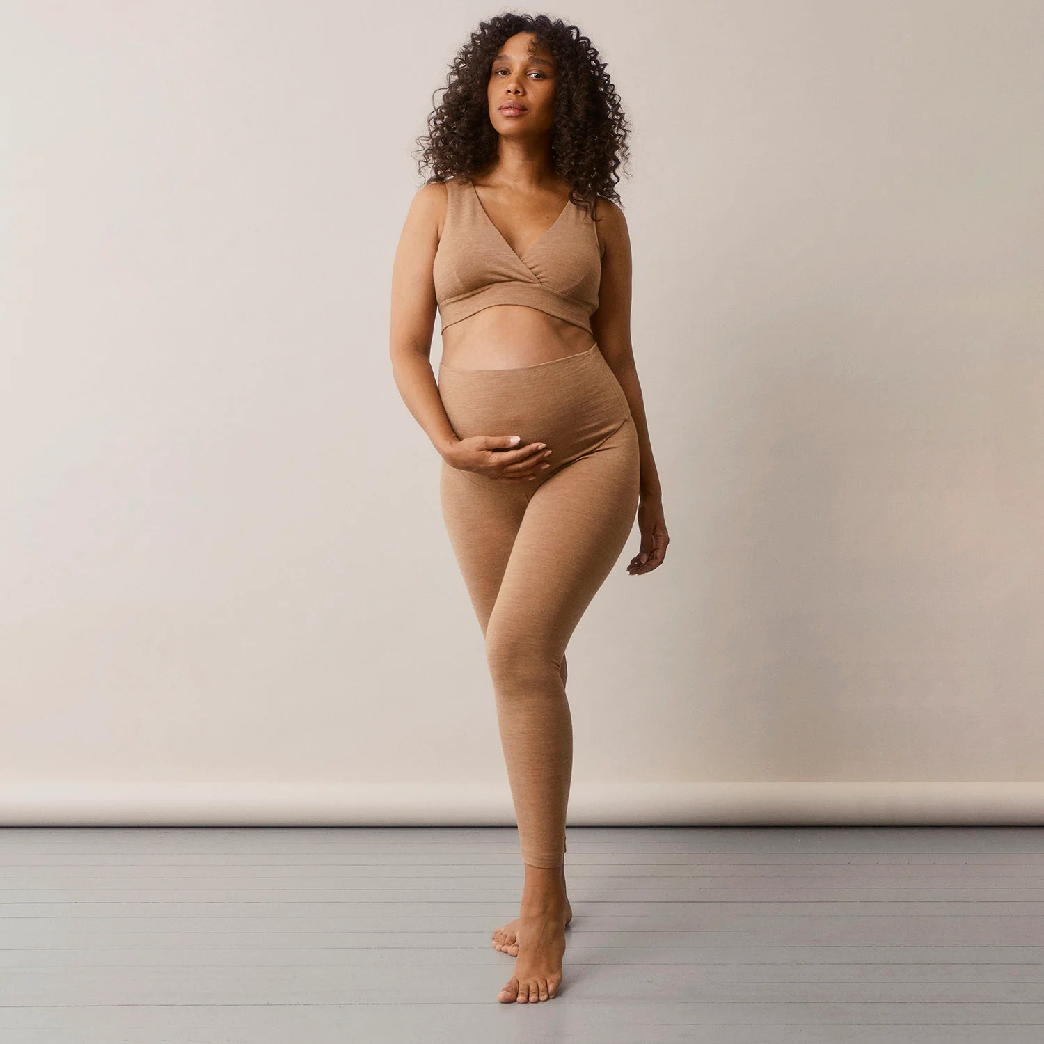 Women's Merino Wool Maternity Go-To Bra - Brown Melange - Image 5