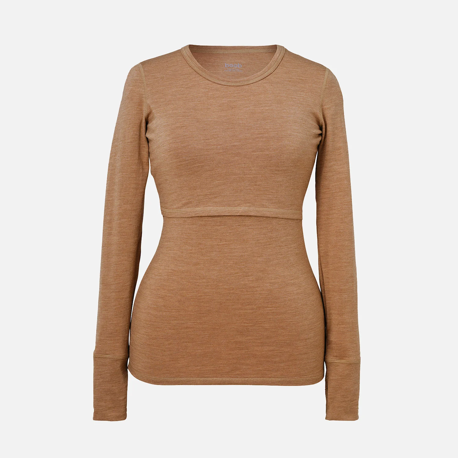 Women's Merino Wool Breastfeeding Top - Brown Melange - Image 2