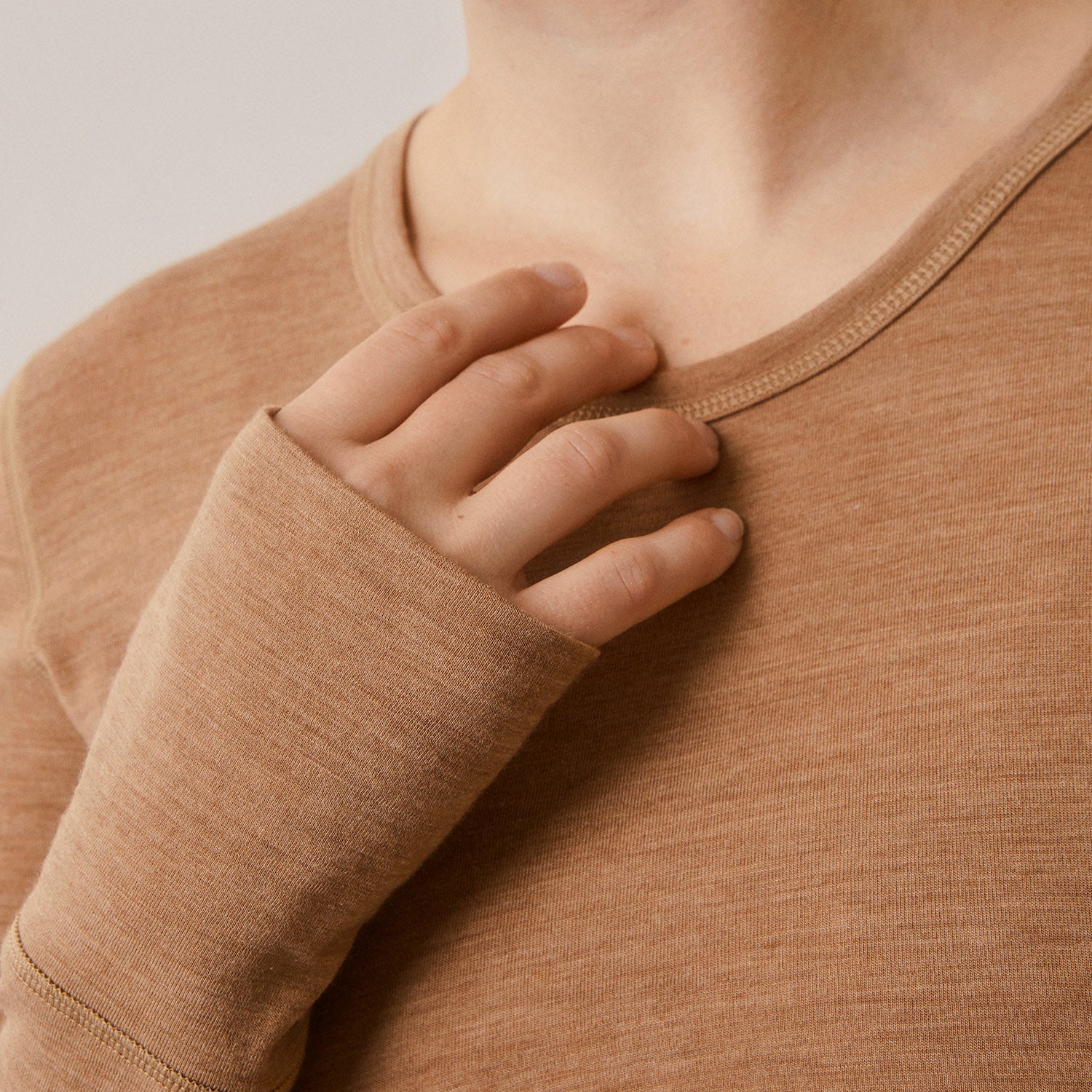 Women's Merino Wool Breastfeeding Top - Brown Melange - Image 7