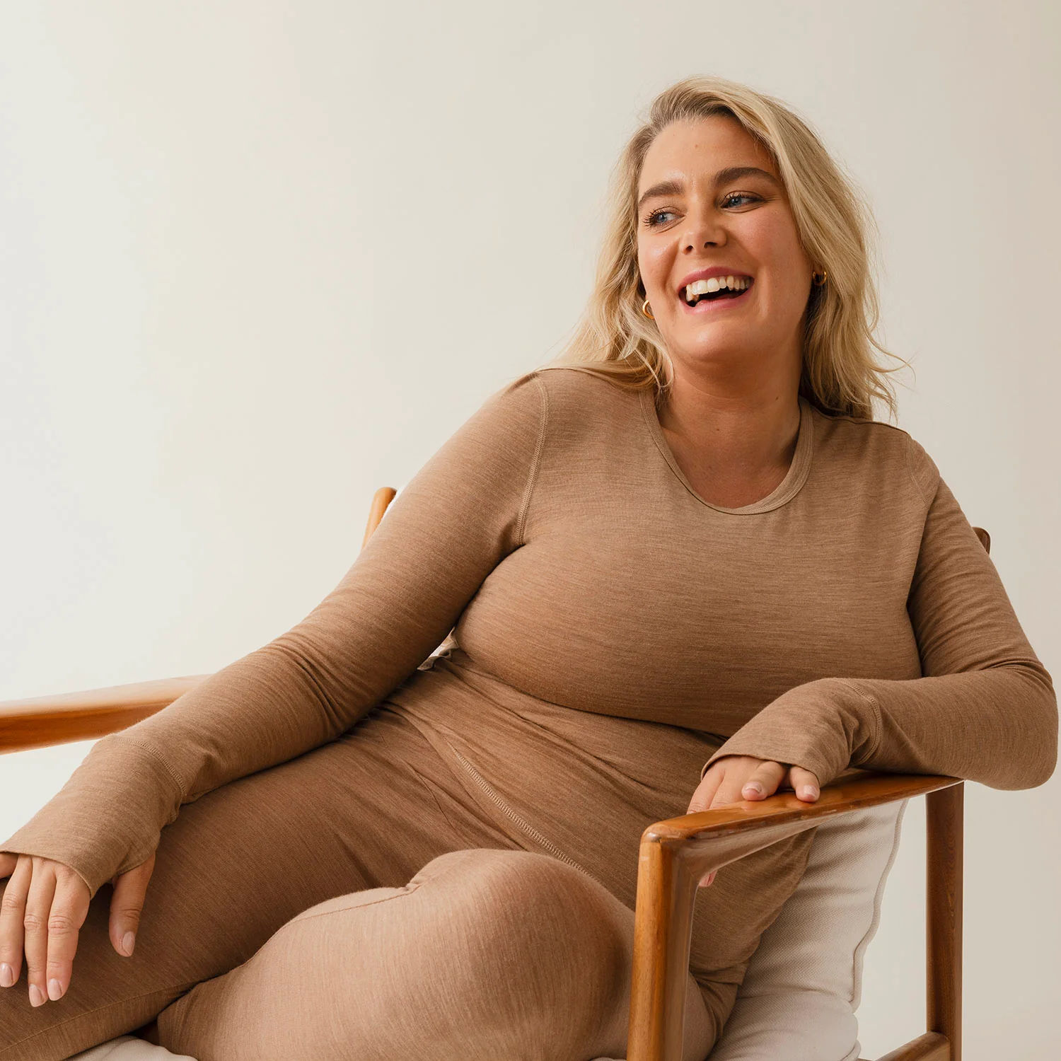 Women's Merino Wool Breastfeeding Top - Brown Melange - Image 8