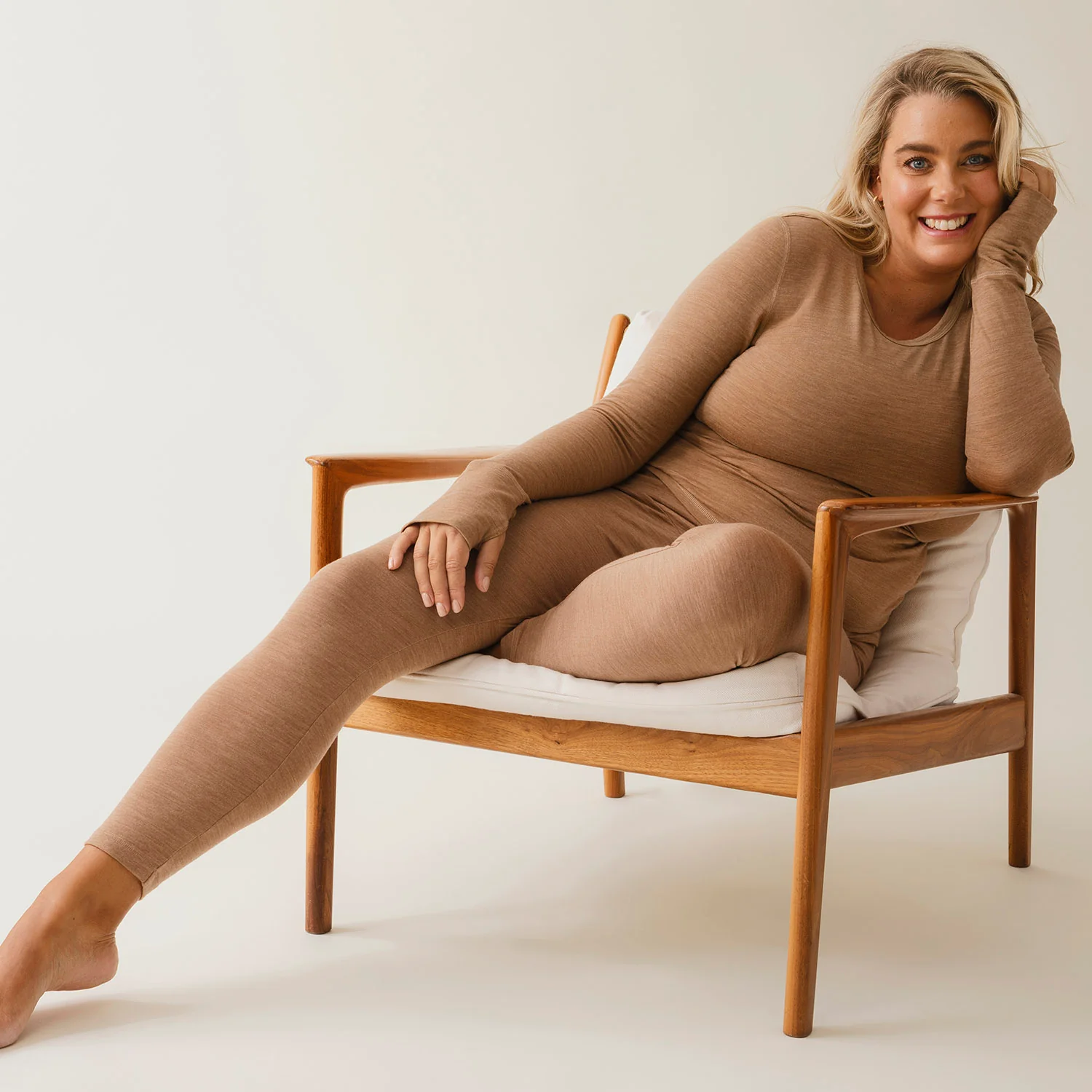Women's Merino Wool Breastfeeding Top - Brown Melange - Image 9