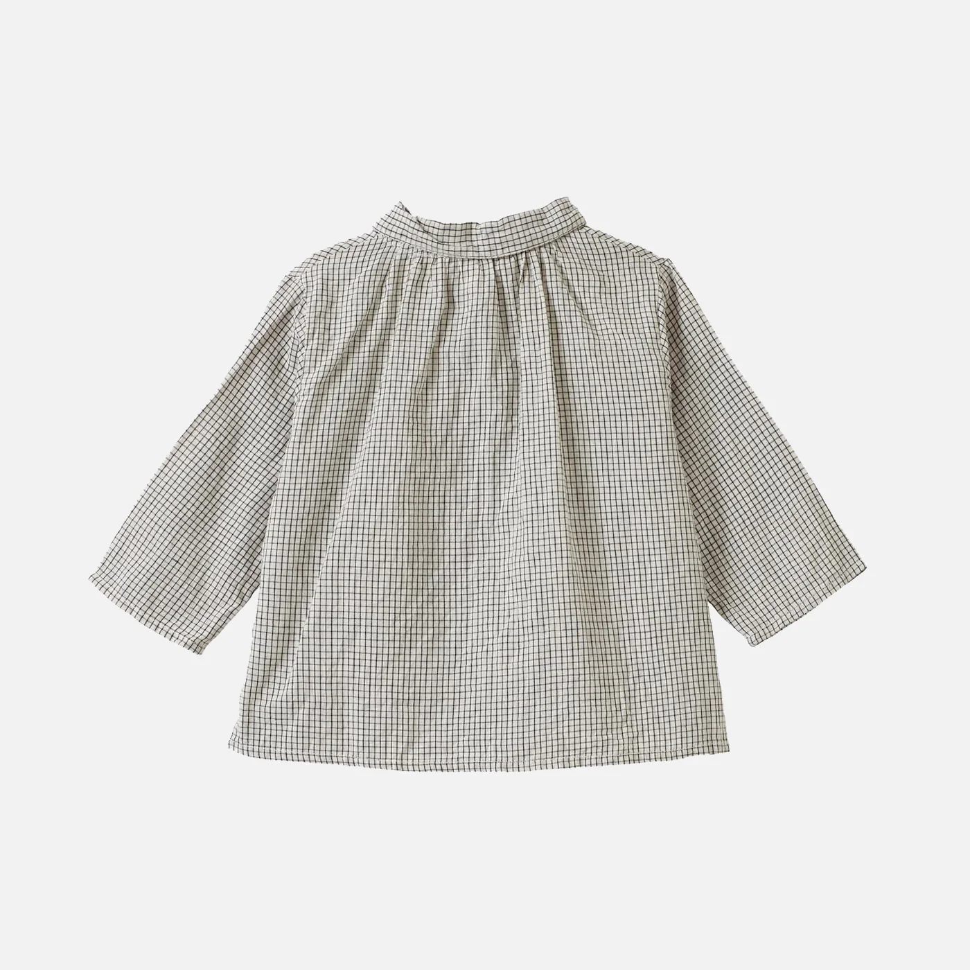 Baby Handloomed Cotton Aloe Shirt - Black Micro Check - Image 3