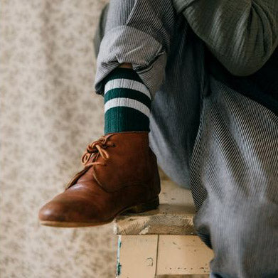 Baby & Kids Cotton Varsity Socks - Forest Green