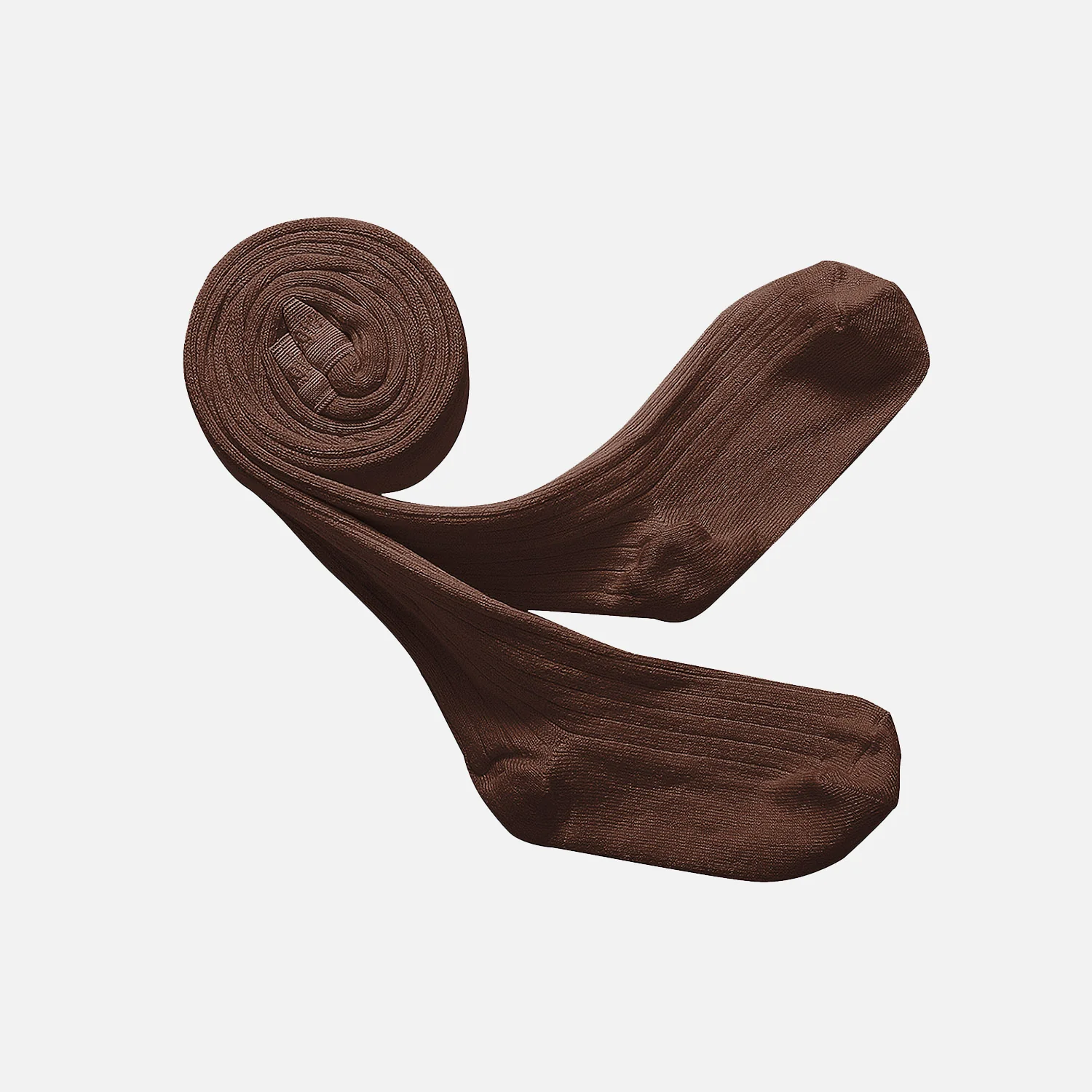 Baby & Kids Cotton Rib Tights - Chocolate - Image 2