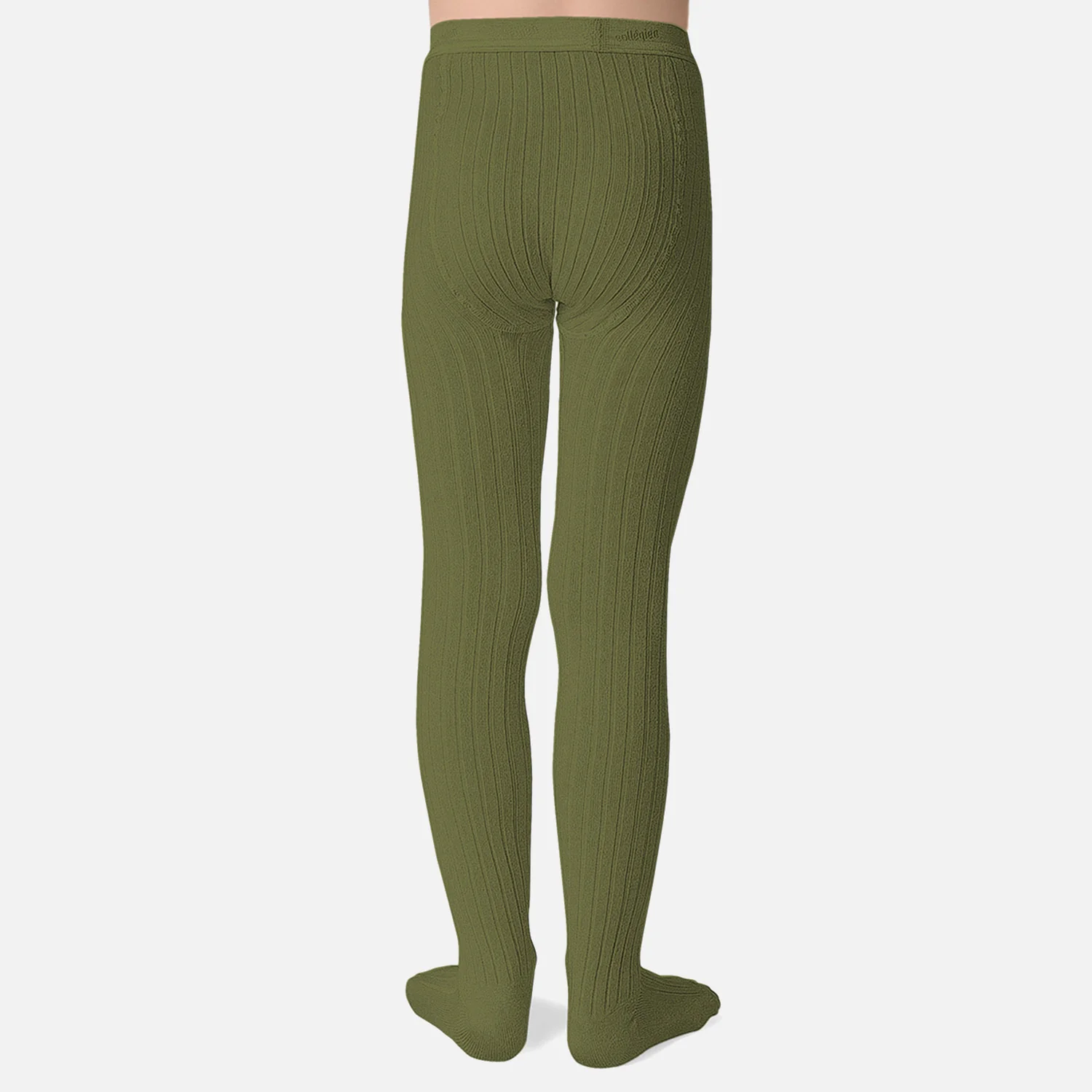 Baby & Kids Cotton Rib Tights - Olive - Image 3