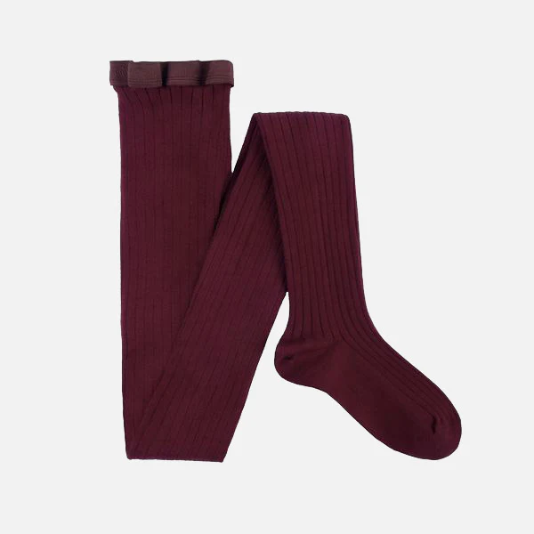 Women's Cotton Rib Tights - Bordeaux