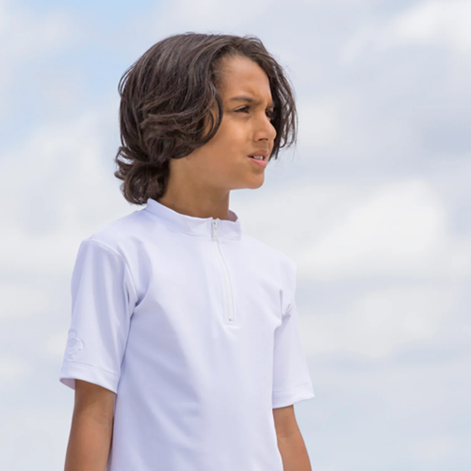 Kids Max UV Half Zip Swim Shirt - White - Image 3
