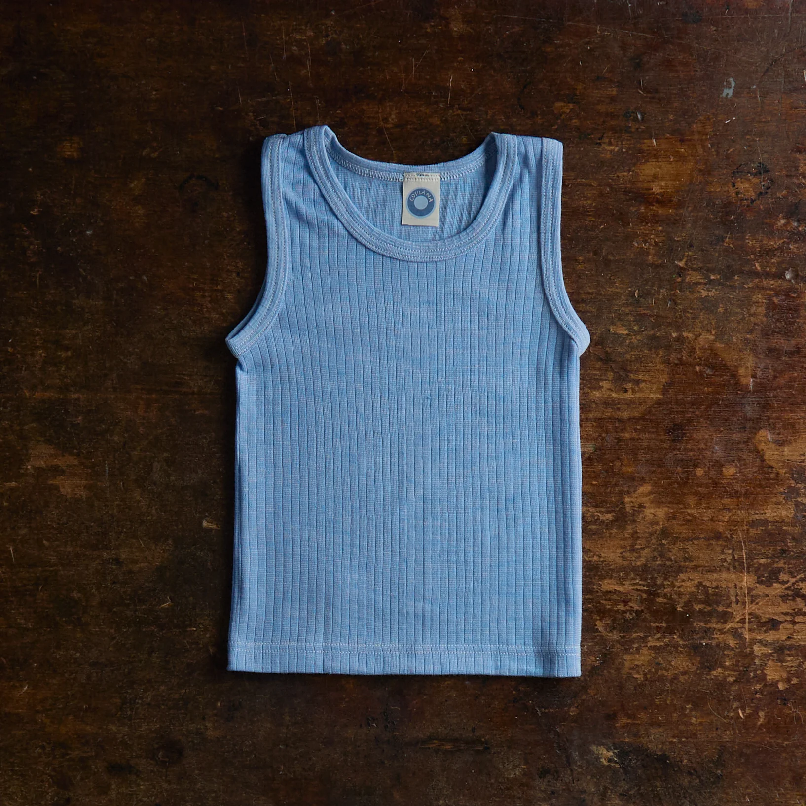 Baby & Kids Merino Wool/Cotton/Silk Sleeveless Top - Blue