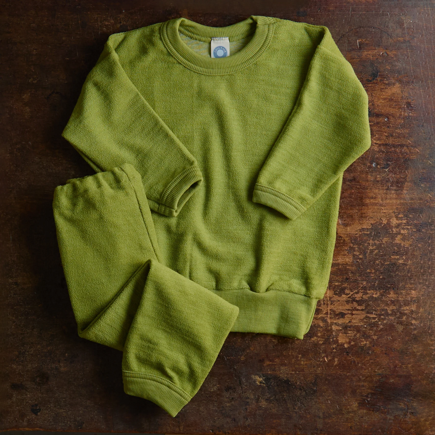 Baby & Kids Merino Wool Terry Pyjama Set - Green