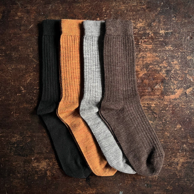 Women's Alpaca/Merino Wool Rib Socks - Many Colours
