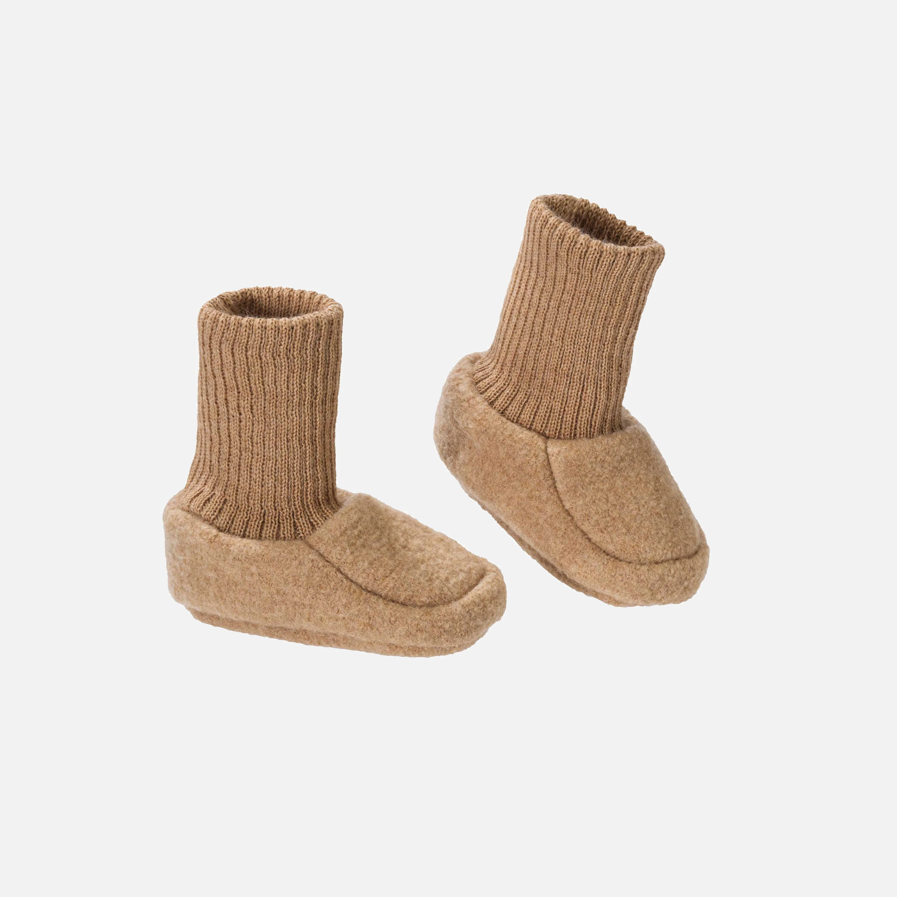 Baby Boiled Merino Wool Booties - Caramel - Image 2