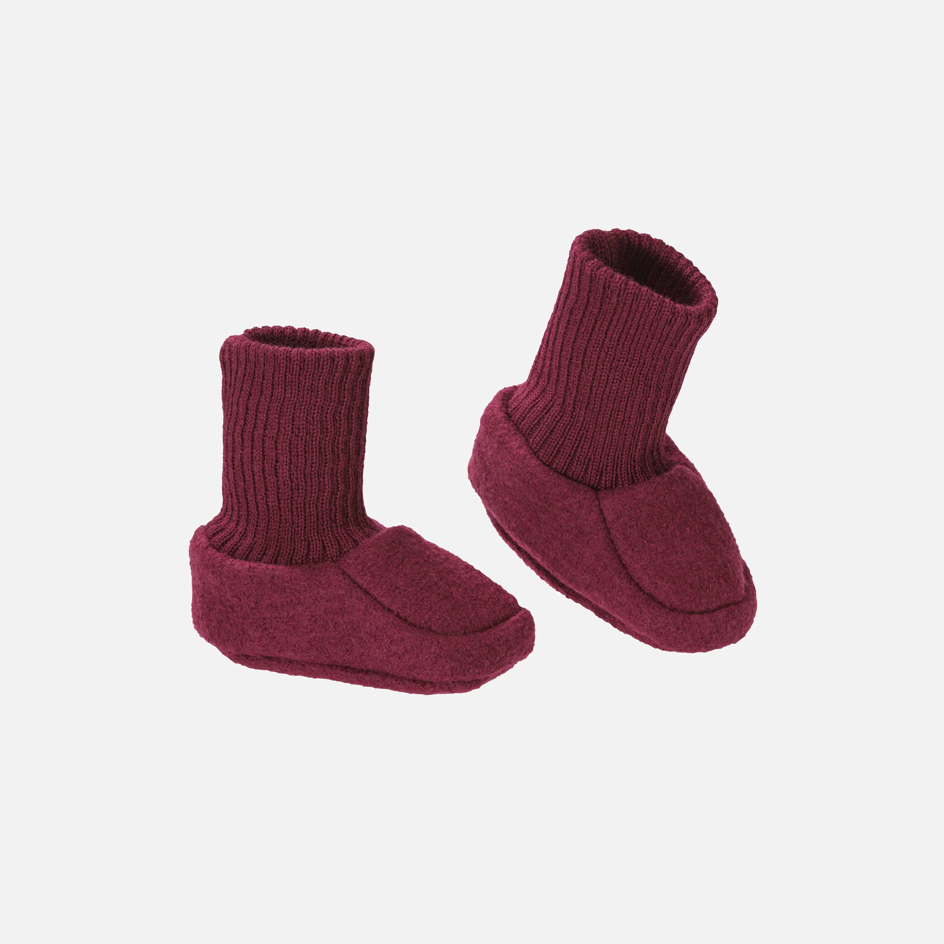 Baby Boiled Merino Wool Booties - Cassis - Image 2