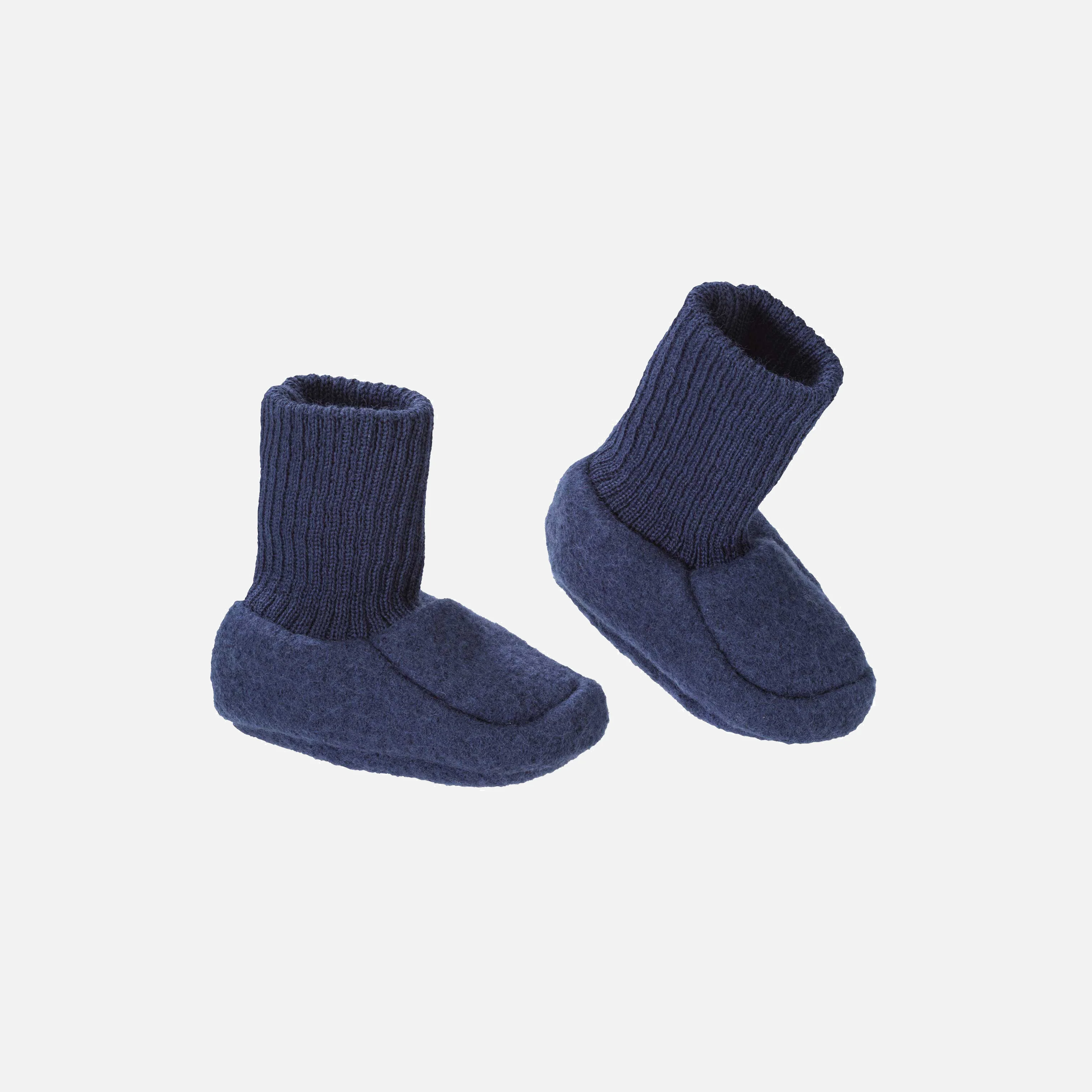 Baby Boiled Merino Wool Booties - Indigo - Image 2