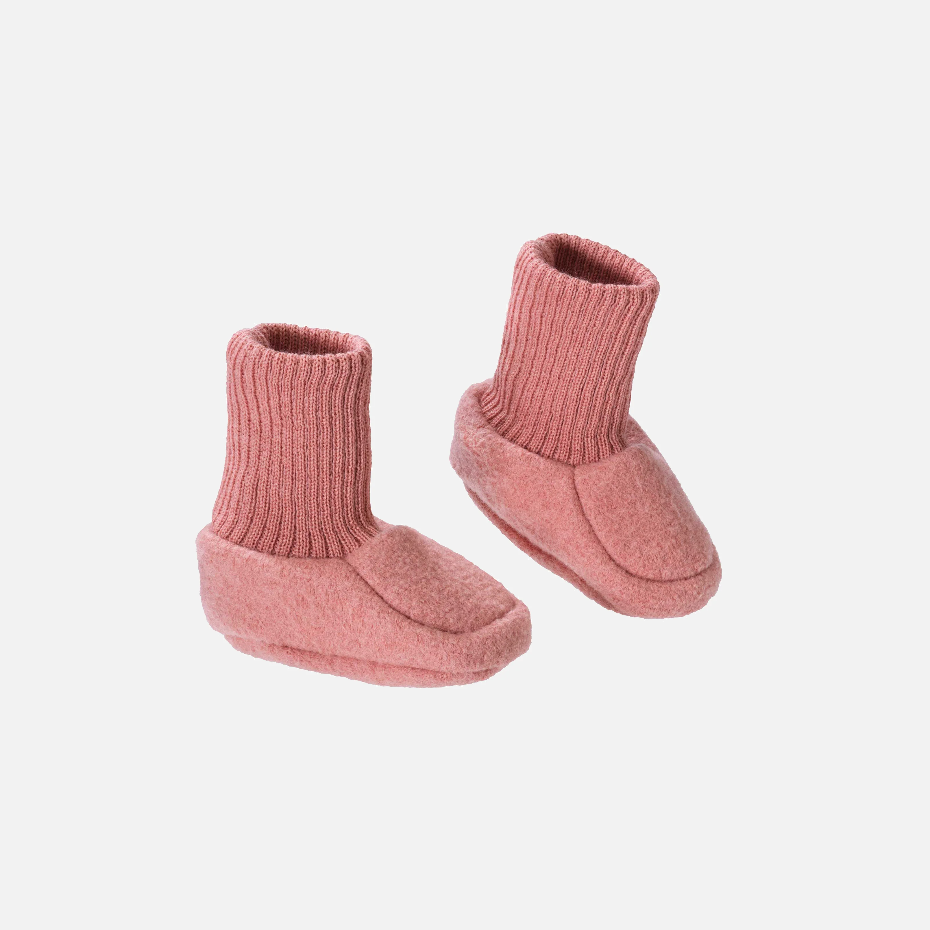 Baby Boiled Merino Wool Booties - Soft Pink - Image 2
