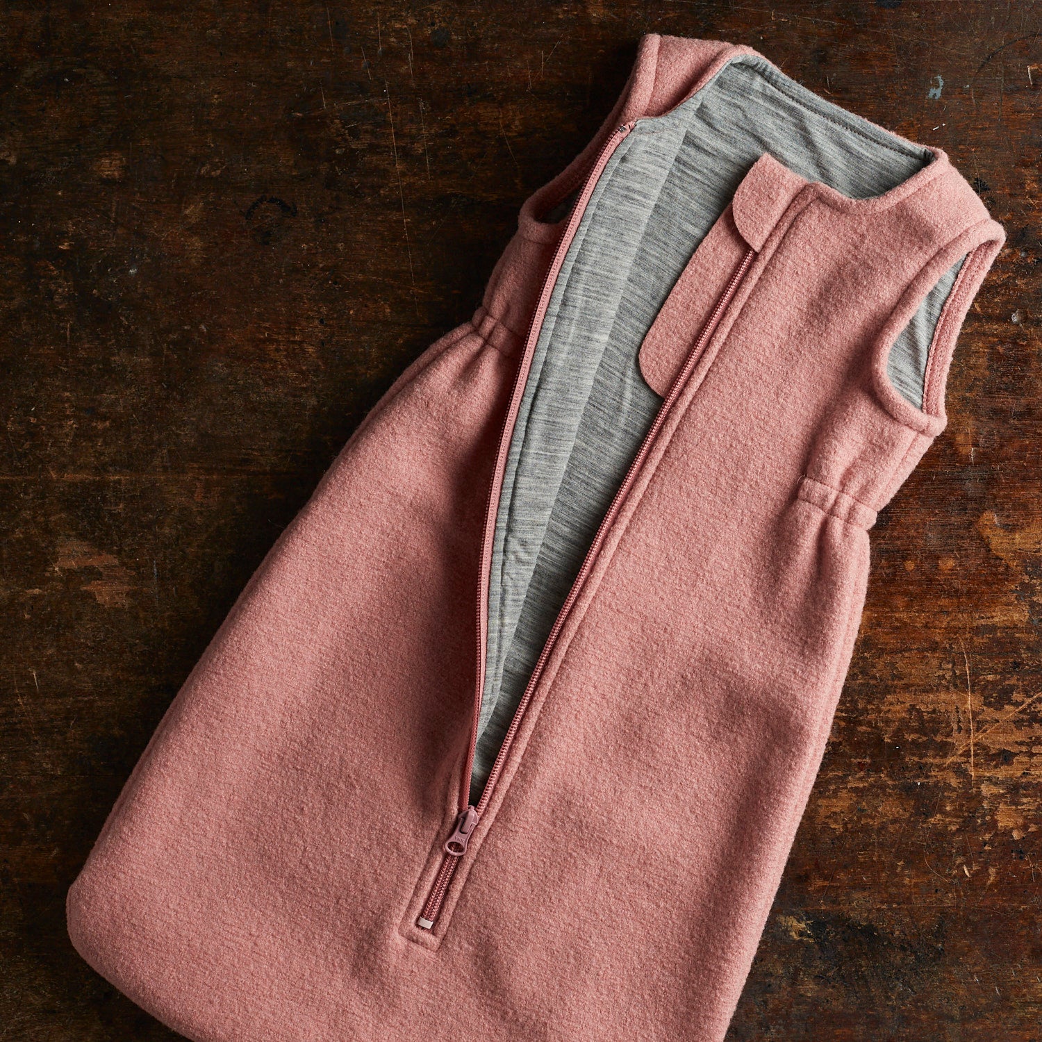 Baby Boiled Merino Wool Sleeping Bag - Soft Pink - Image 2