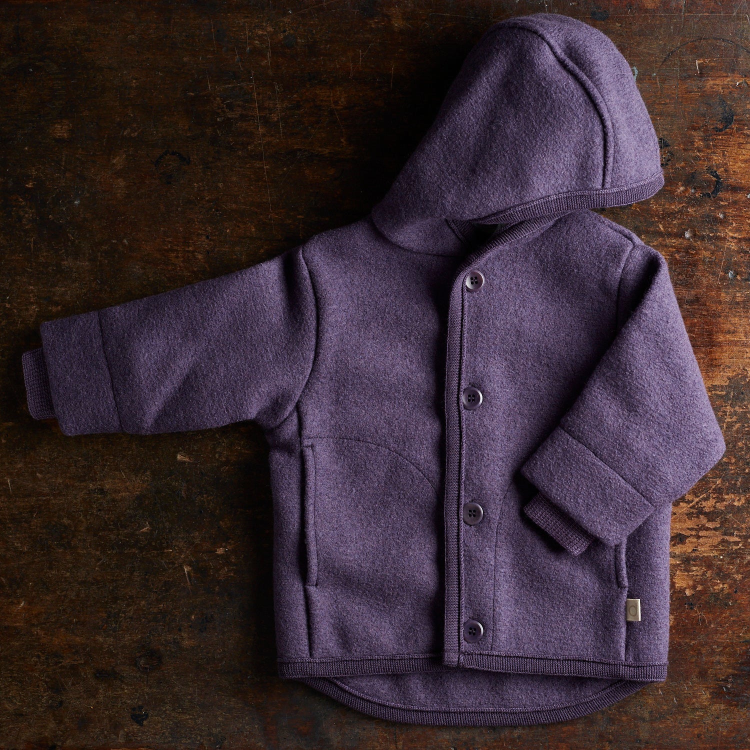 Baby & Kids Boiled Merino Wool Jacket - Aubergine - Image 2