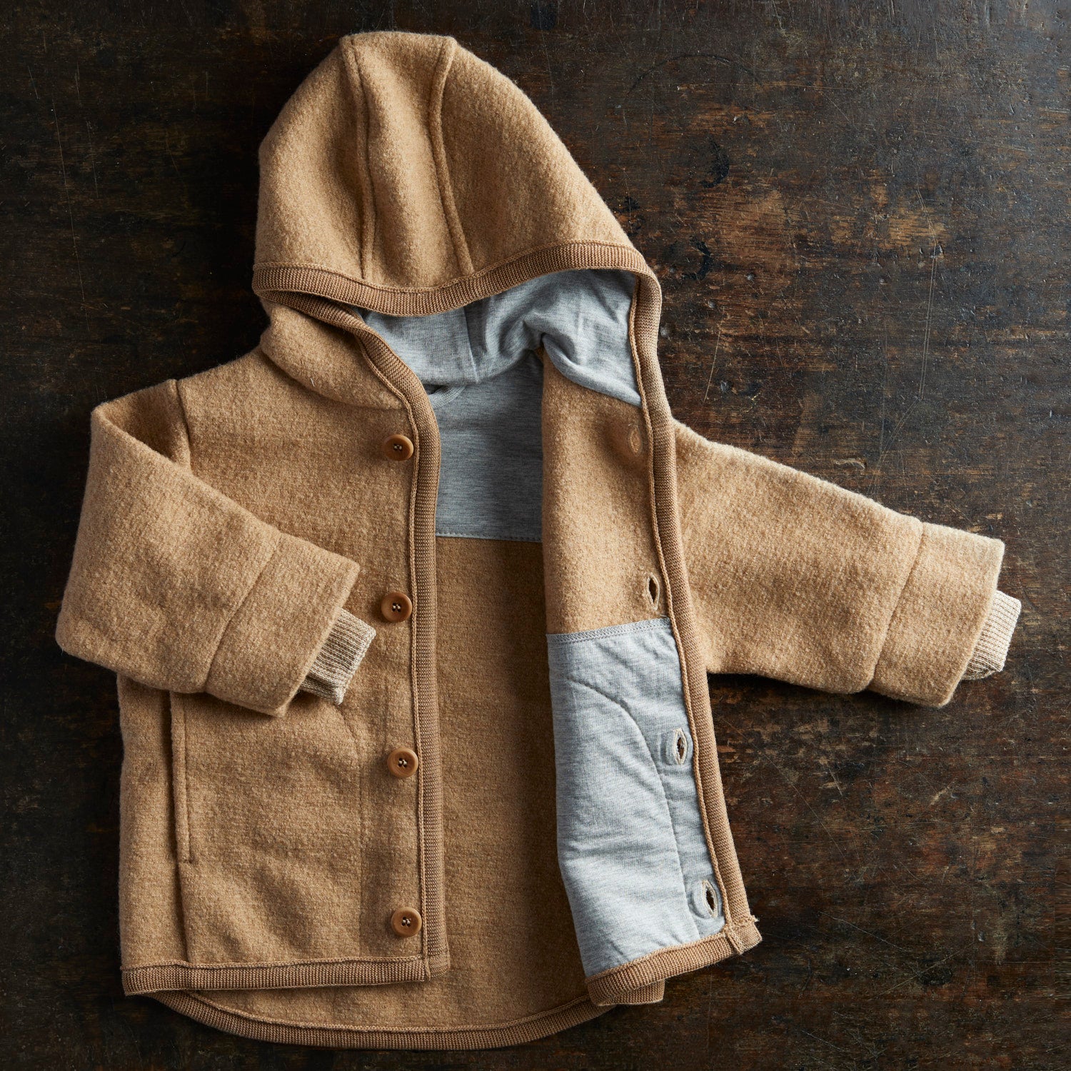 Baby & Kids Boiled Merino Wool Jacket - Caramel - Image 3