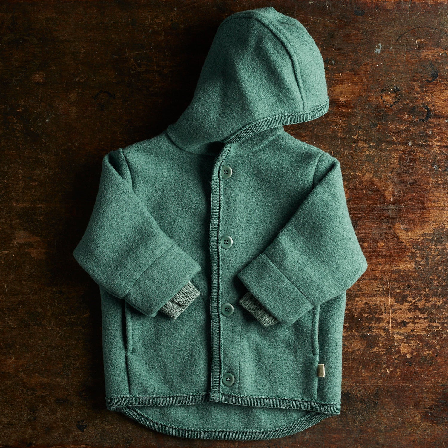 Baby & Kids Boiled Merino Wool Jacket - Eucalyptus