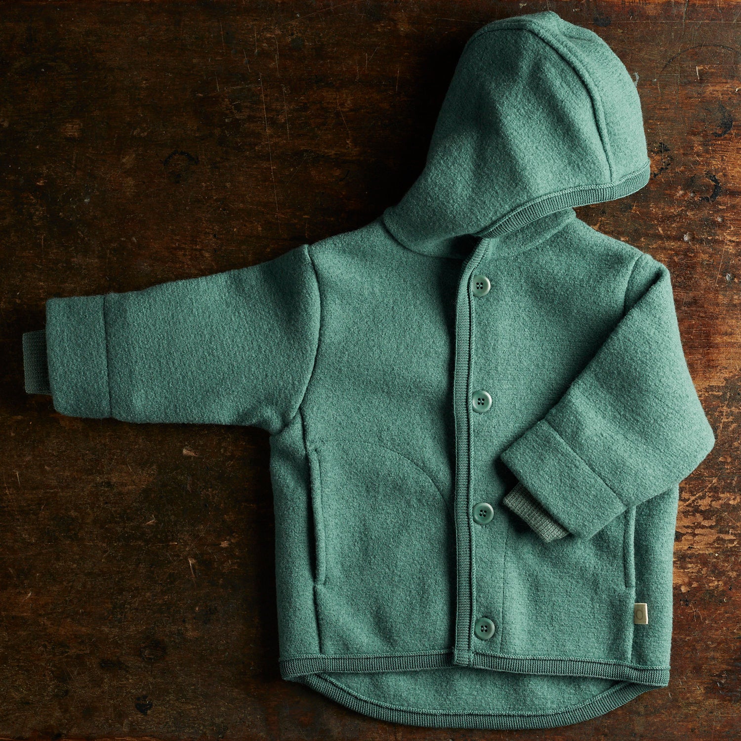 Baby & Kids Boiled Merino Wool Jacket - Eucalyptus - Image 2