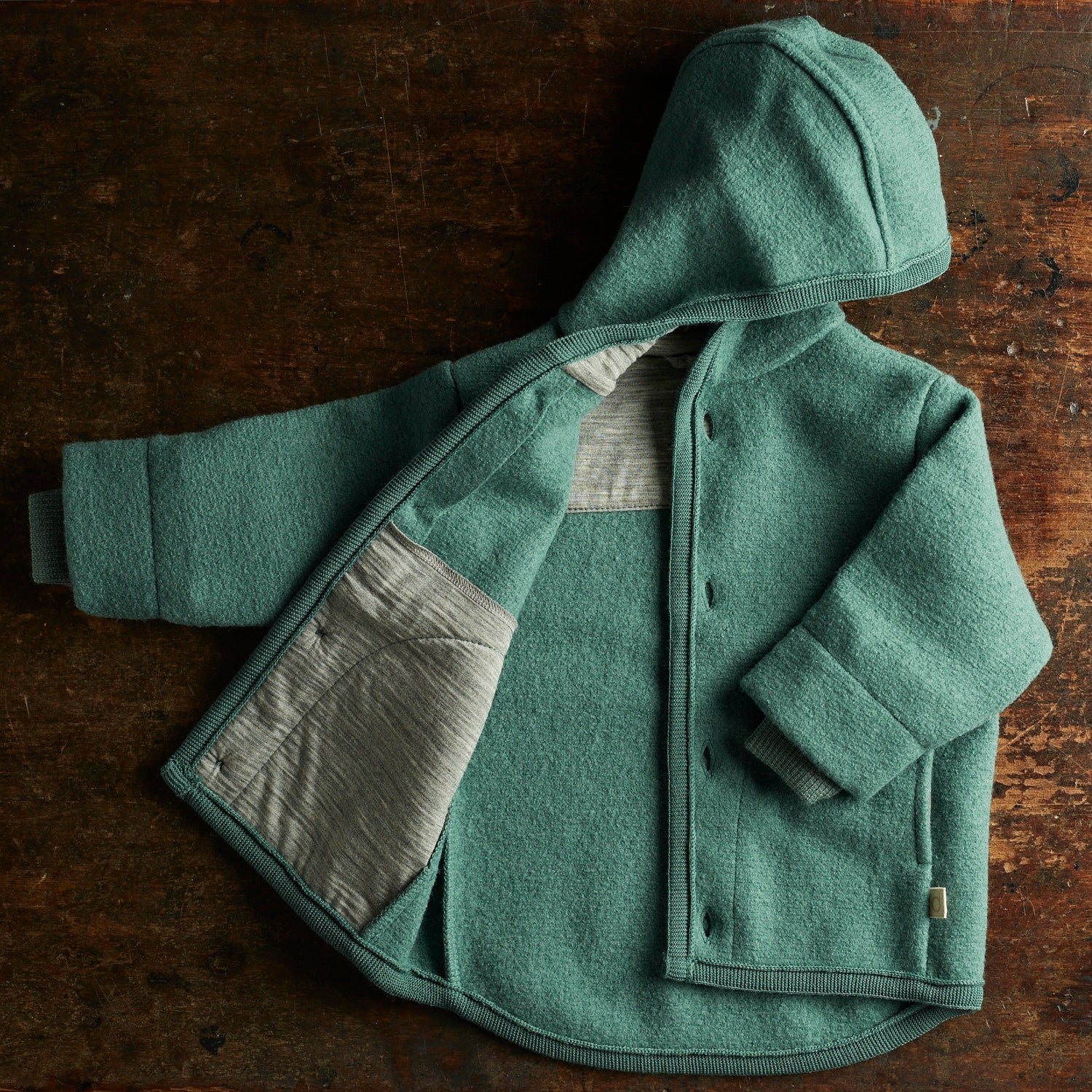 Baby & Kids Boiled Merino Wool Jacket - Eucalyptus - Image 3