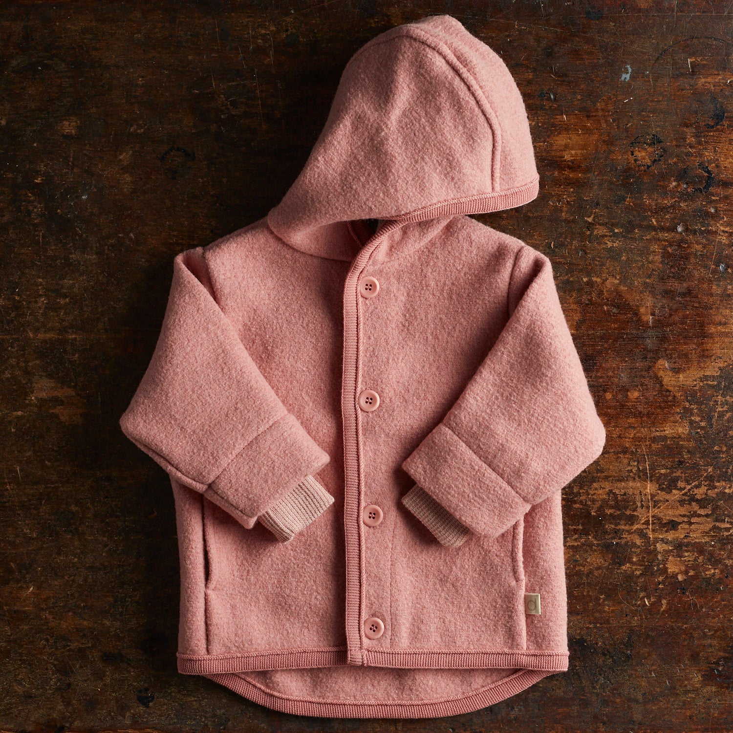 Baby & Kids Boiled Merino Wool Jacket - Soft Pink