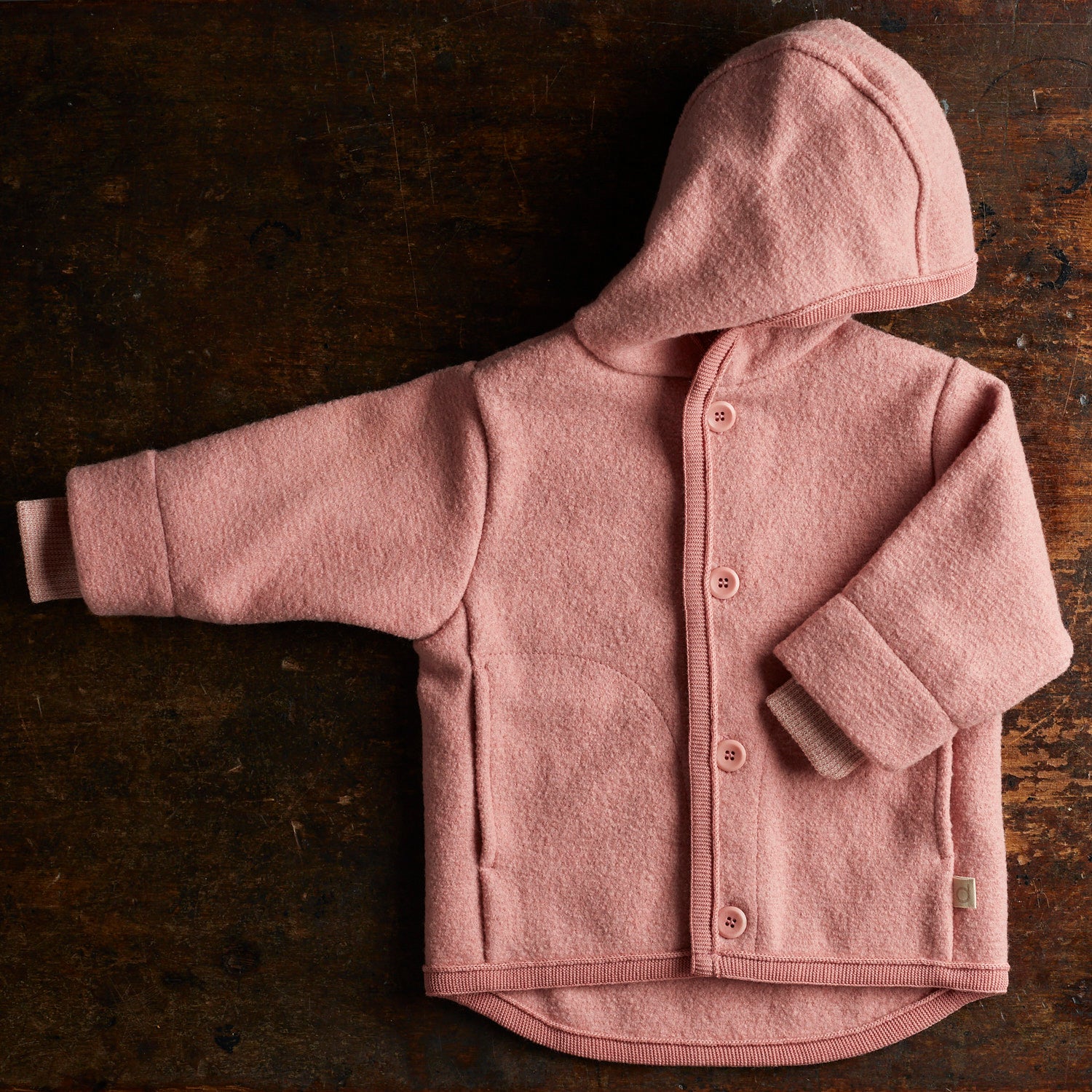 Baby & Kids Boiled Merino Wool Jacket - Soft Pink - Image 2