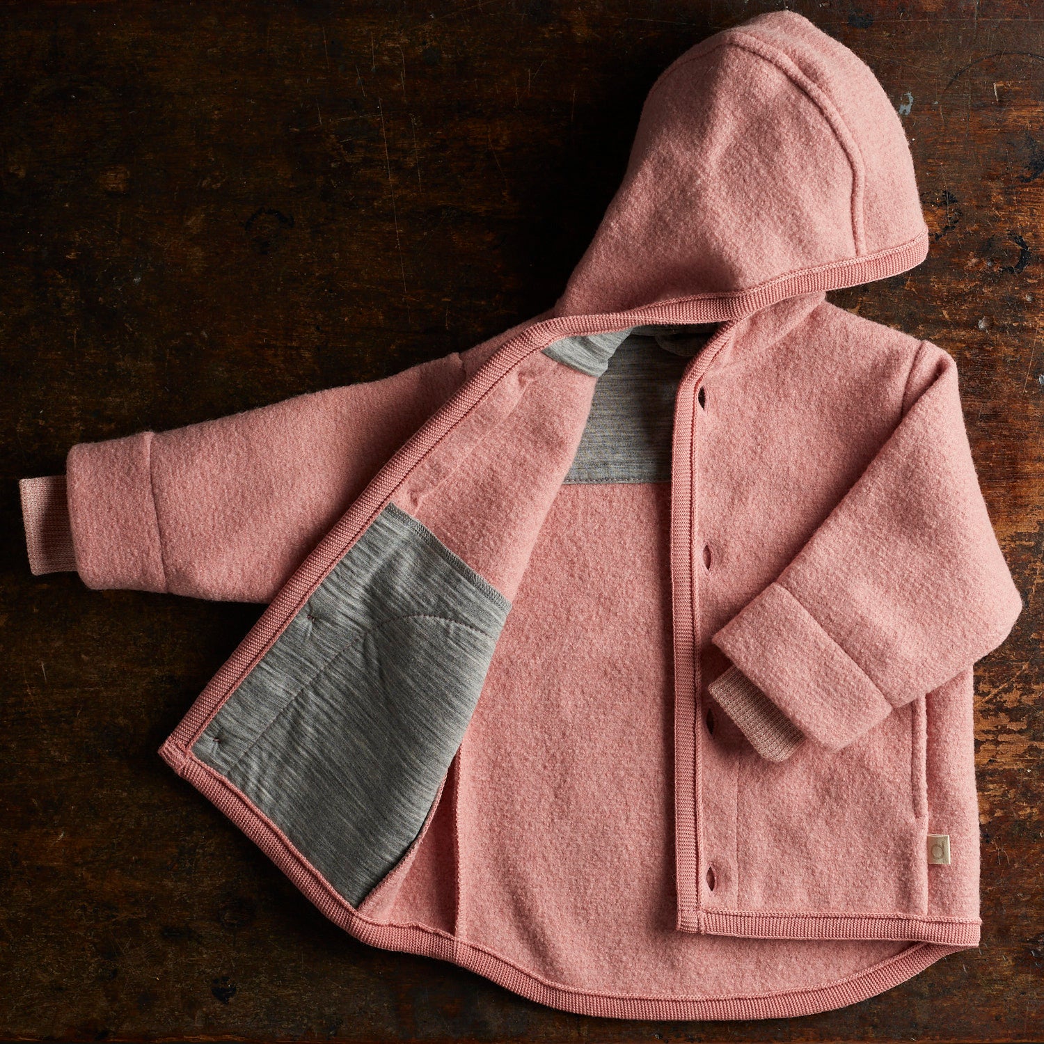 Baby & Kids Boiled Merino Wool Jacket - Soft Pink - Image 3