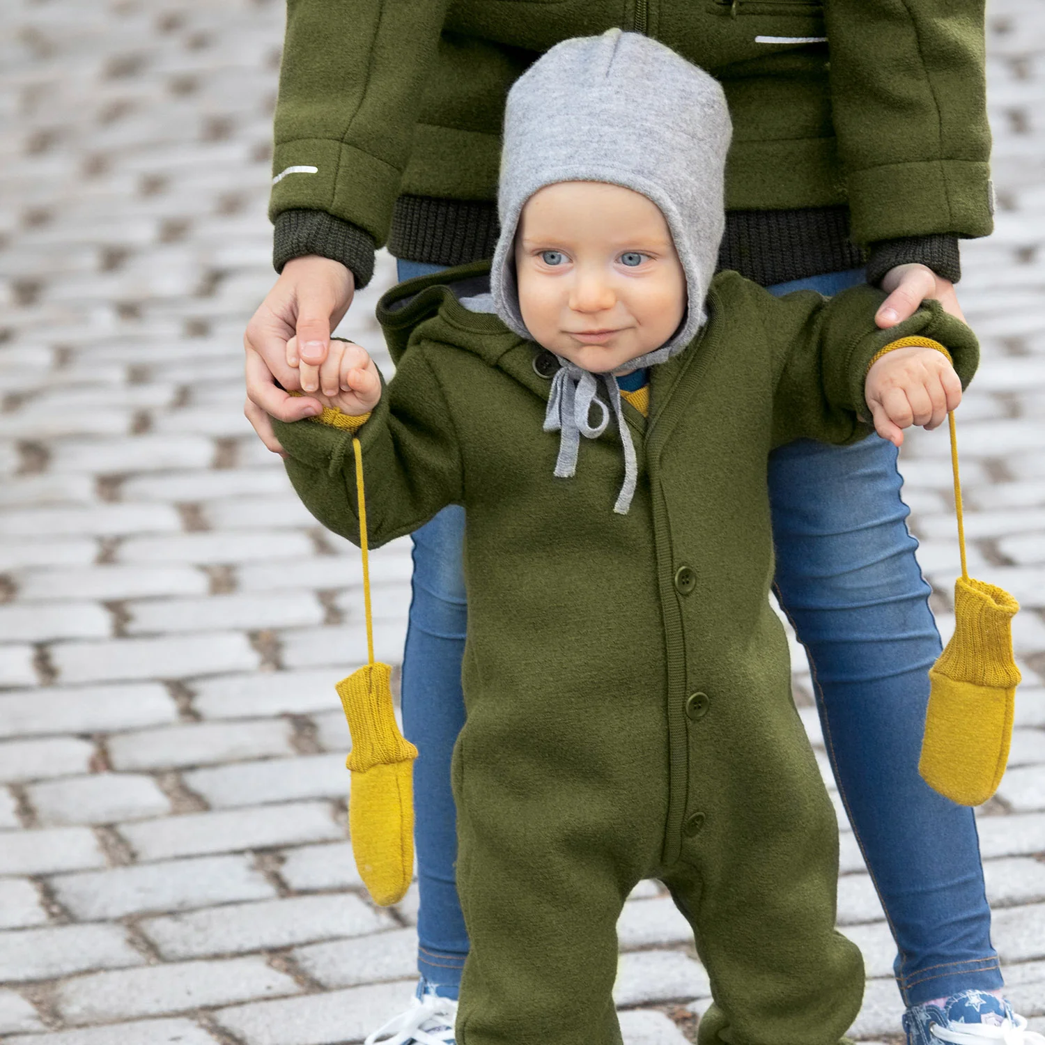 Baby & Kids Boiled Merino Wool Overall - Olive - Image 2