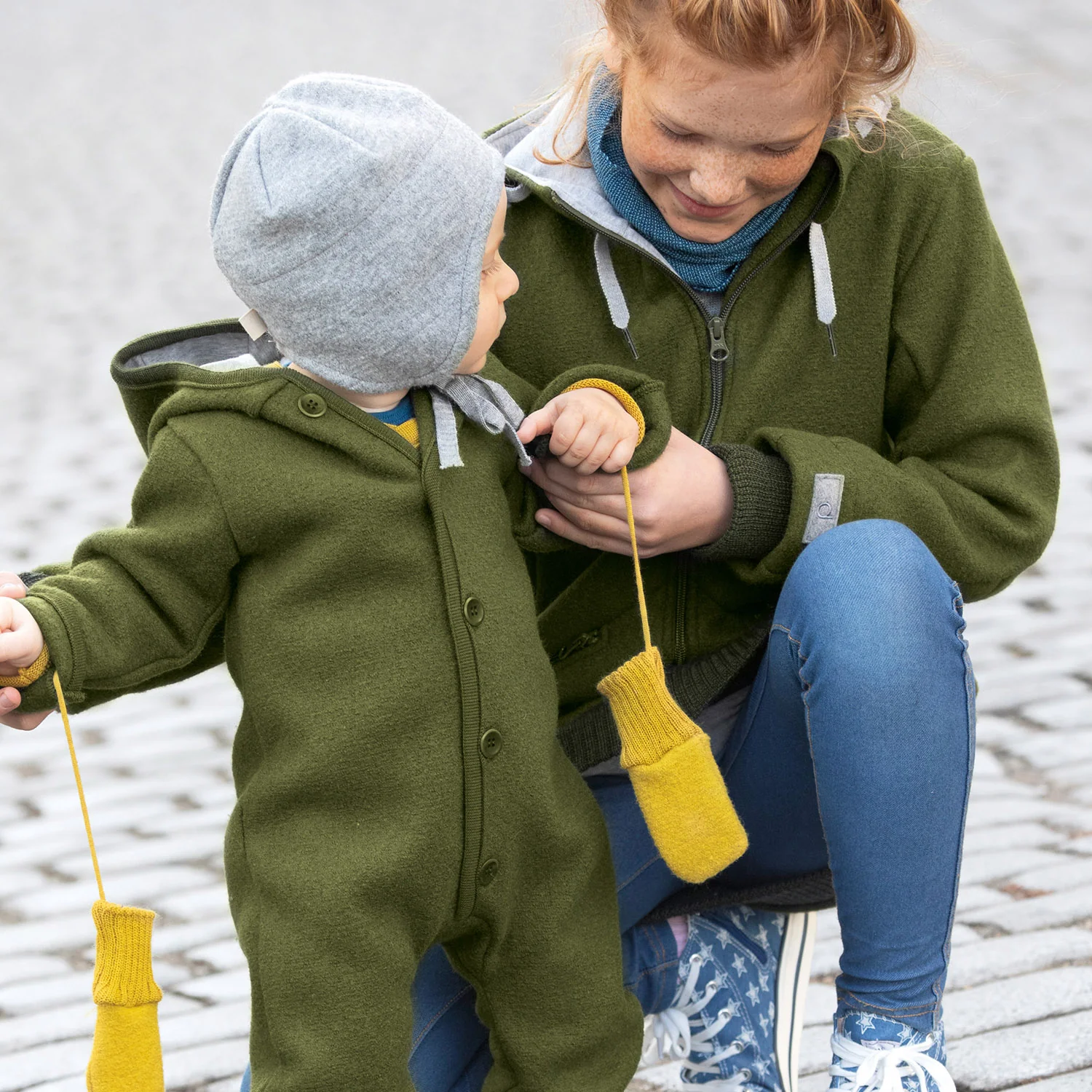 Baby & Kids Boiled Merino Wool Overall - Olive - Image 4