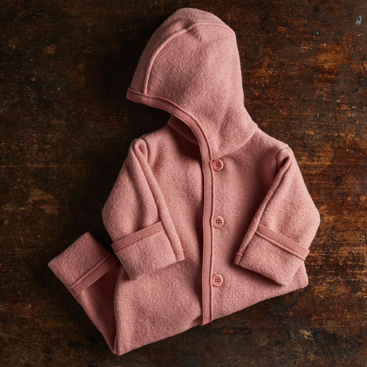 Baby & Kids Boiled Merino Wool Overall - Soft Pink