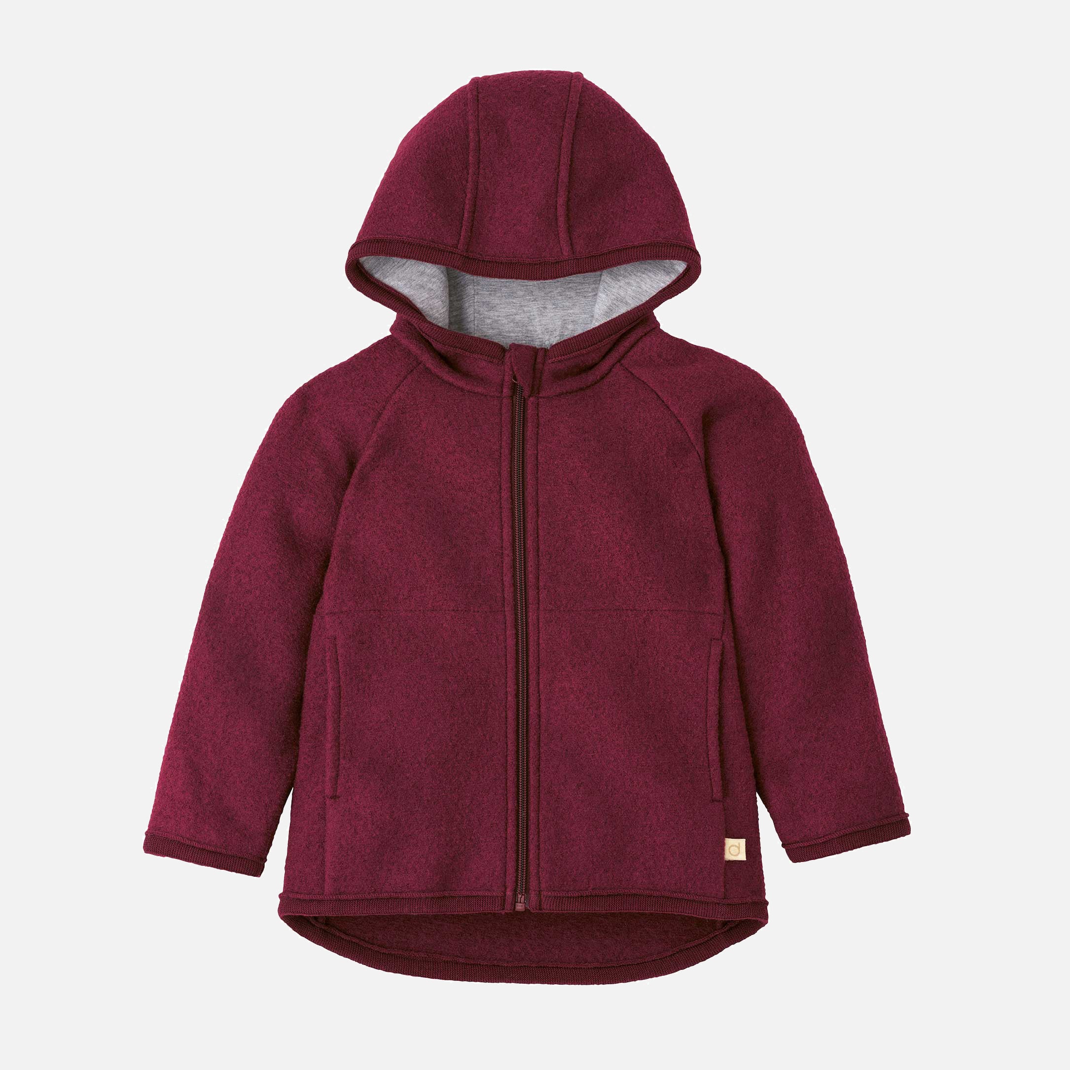 Baby & Kids Boiled Merino Wool Zip Jacket - Cassis - Image 2