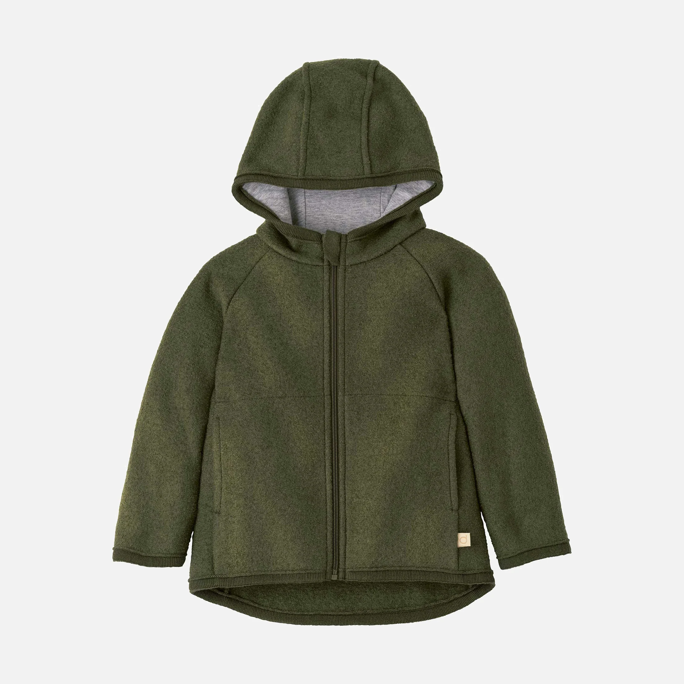 Baby & Kids Boiled Merino Wool Zip Jacket - Olive - Image 4