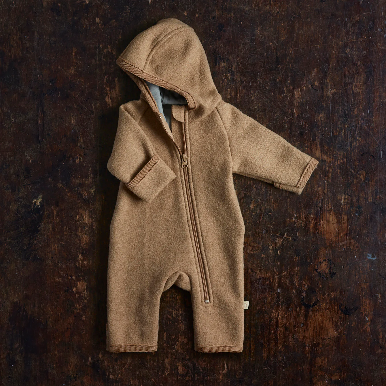 Baby & Kids Boiled Merino Wool Zip Overall - Caramel - Image 2