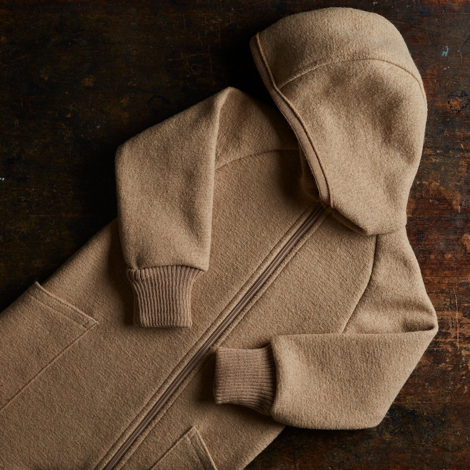 Baby & Kids Boiled Merino Wool Zip Overall - Caramel - Image 3