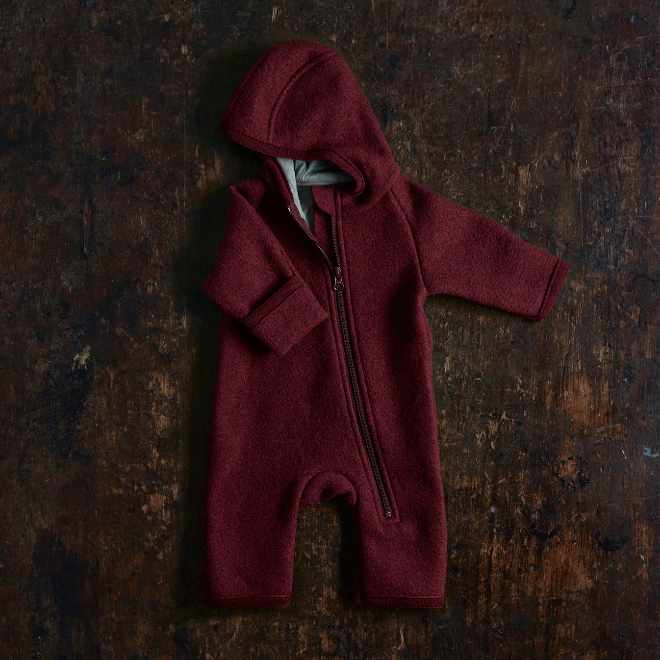 Baby & Kids Boiled Merino Wool Zip Overall - Cassis - Image 2
