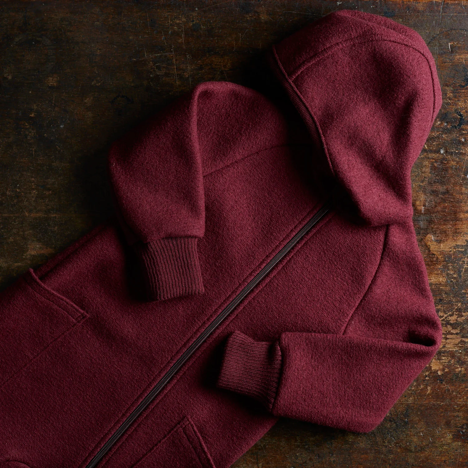Baby & Kids Boiled Merino Wool Zip Overall - Cassis - Image 3
