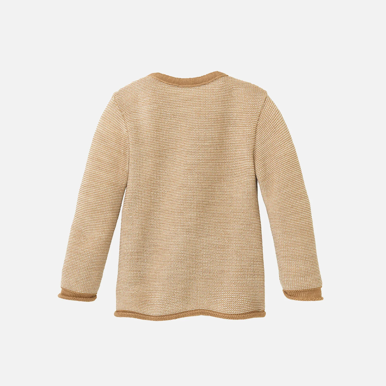 Baby Merino Wool Cardigan - Caramel/Natural - Image 3