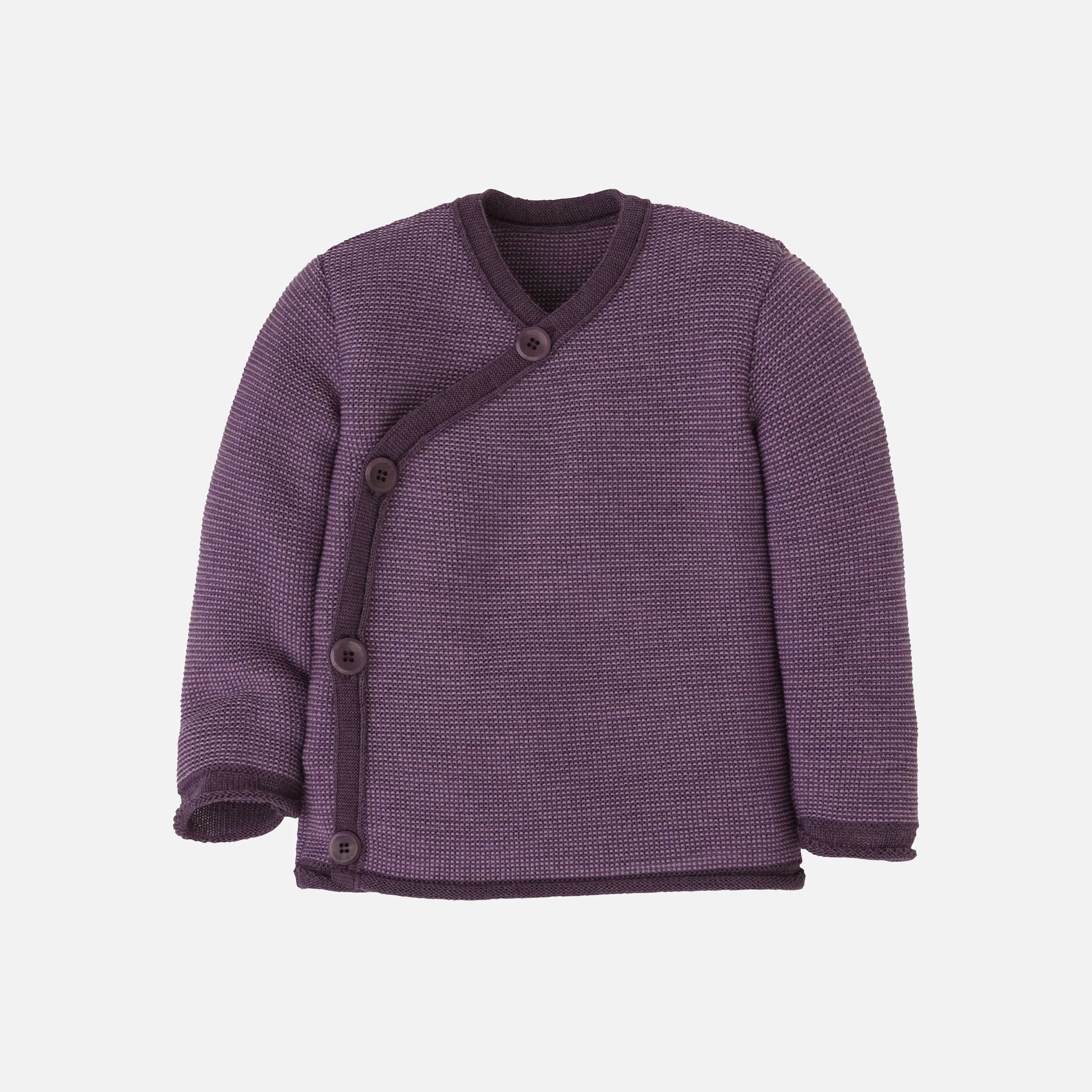 Baby Merino Wool Cardigan - Aubergine/Lilac - Image 2